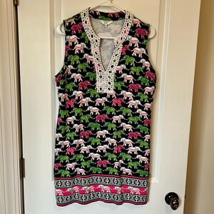 🎀 🐘 Crown & Ivy navy Dress with Pink and Green Elephant Print